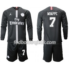 Paris Saint Germain PSG MBAPPE 7 Jodan Sort Børn Tredje 2018/19 - Fodboldtrøjer(L/S)